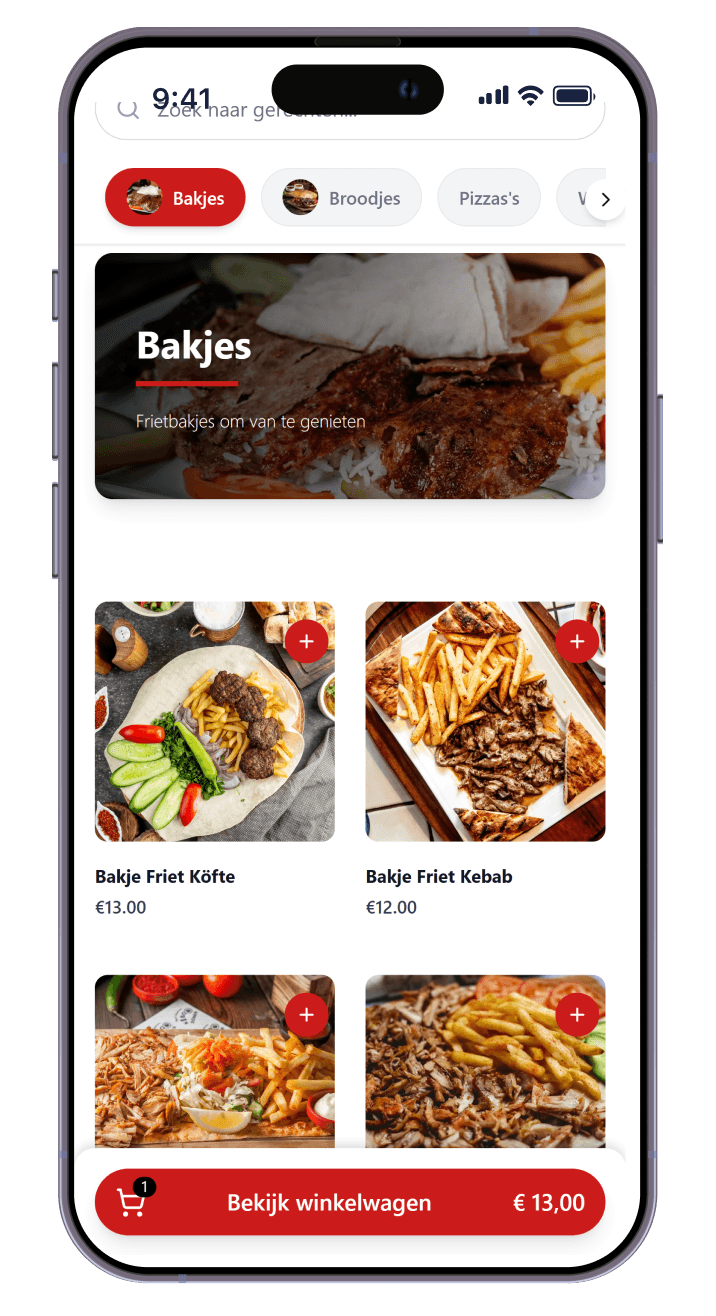 iPhone mockup van het horeca bestelsysteem